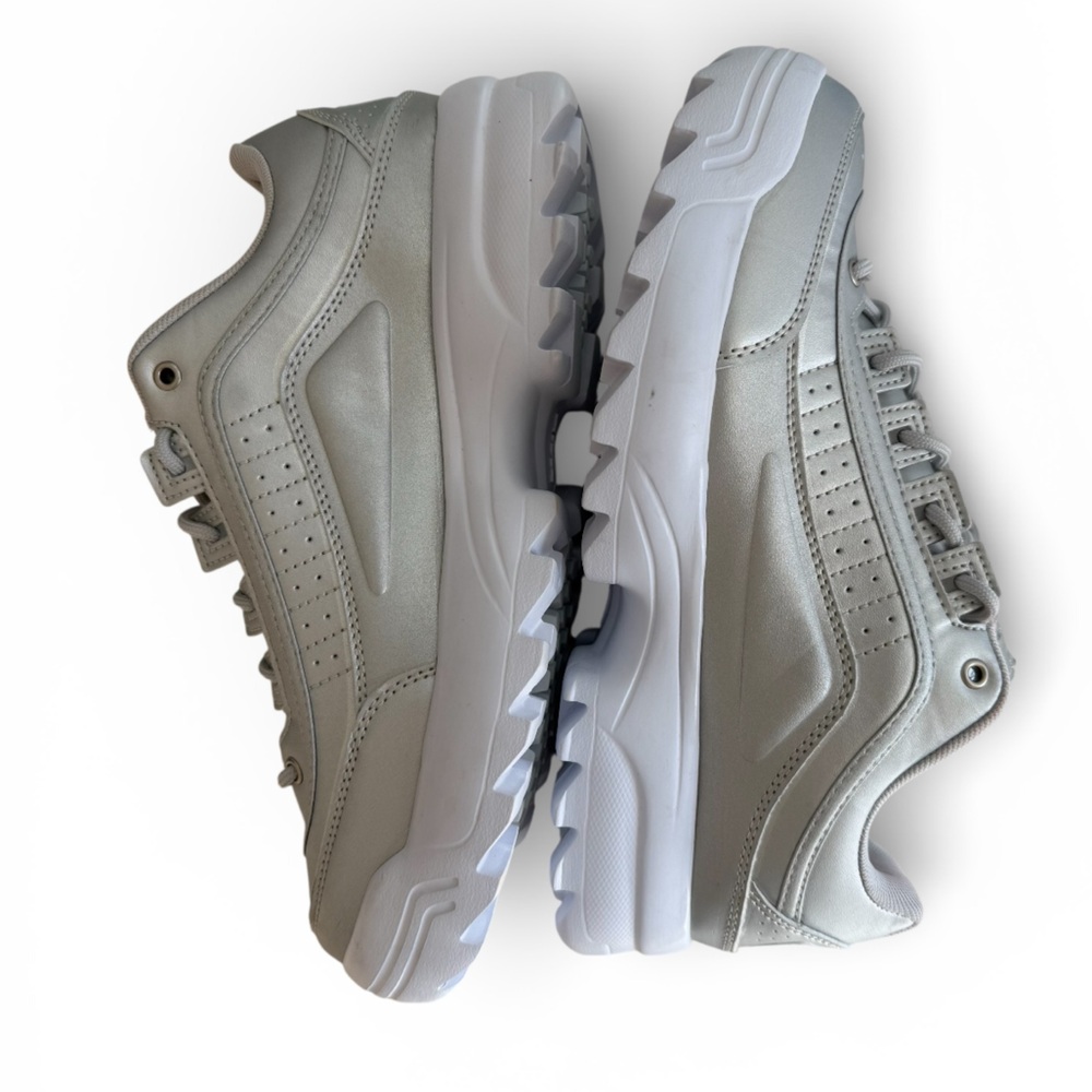 Avia Silver Metallic Sleek Lace-Up Comfort Sneakers | Size 10 - Picture 12 of 12